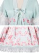 Cherry Blossom Festival Series JSK Printing Light Green Japanese Style Sweet Lolita Sling Dress With The Thin Coat