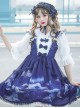 Dream Of Cloud Whale Series JSK Bowknot Navy Blue Sweet Lolita Sling Dress