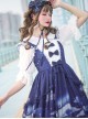 Dream Of Cloud Whale Series JSK Bowknot Navy Blue Sweet Lolita Sling Dress