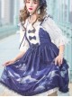 Dream Of Cloud Whale Series JSK Bowknot Navy Blue Sweet Lolita Sling Dress