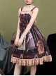 Sleeping Clock Series JSK Ruffle Brown Classic Lolita Sling Dress