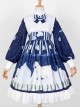 Ice Bear Island Series OP Bowknot Blue Classic Lolita Long Sleeve Dress