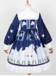Ice Bear Island Series OP Bowknot Blue Classic Lolita Long Sleeve Dress