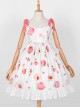 Summer Honey Peach Series JSK Honey Peach Printing White Sweet Lolita Sling Dress