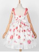 Summer Honey Peach Series JSK Honey Peach Printing White Sweet Lolita Sling Dress