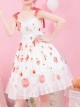 Summer Honey Peach Series JSK Honey Peach Printing White Sweet Lolita Sling Dress