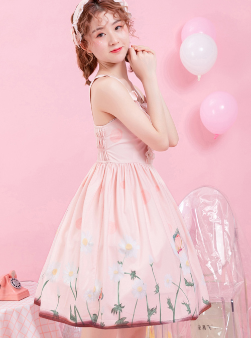 Daisy Series JSK Printing Bowknot Sweet Lolita Sling Dress