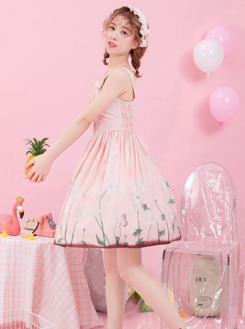 Daisy Series JSK Printing Bowknot Sweet Lolita Sling Dress