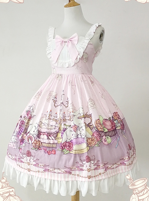 Lunch Tea Rabbit Series JSK Small High Waist Sweet Lolita Sling Dress