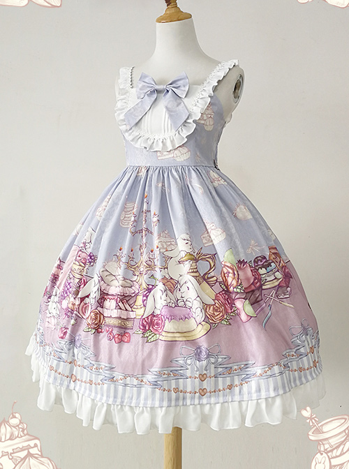 Lunch Tea Rabbit Series JSK Small High Waist Sweet Lolita Sling Dress