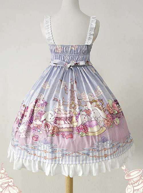 Lunch Tea Rabbit Series JSK Small High Waist Sweet Lolita Sling Dress