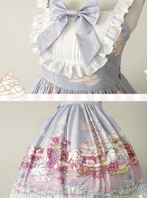 Lunch Tea Rabbit Series JSK Small High Waist Sweet Lolita Sling Dress