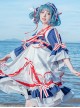 Snow White Series OP Navy Palace Style Classic Lolita Short Sleeve Dress