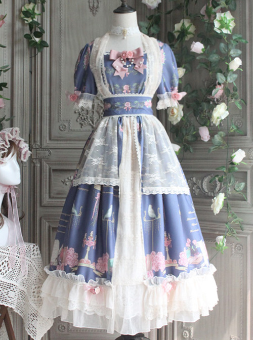 The Poetry Of Roses Series Elegant Classic Lolita Short Sleeves Long Dress