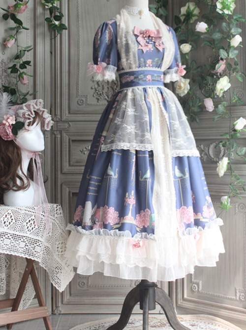 The Poetry Of Roses Series Elegant Classic Lolita Short Sleeves Long Dress