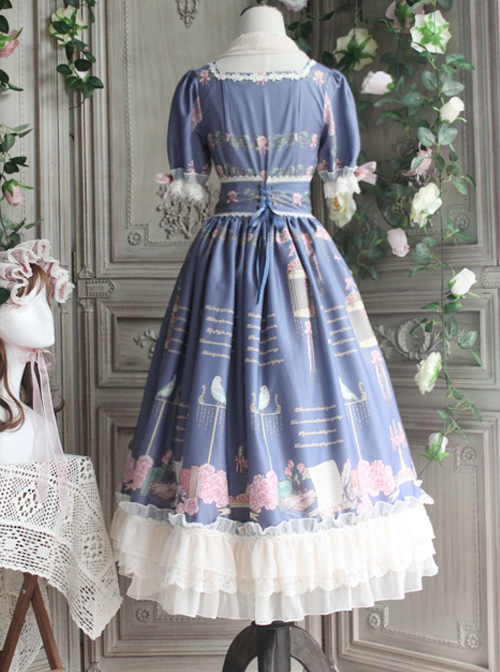 The Poetry Of Roses Series Elegant Classic Lolita Short Sleeves Long Dress