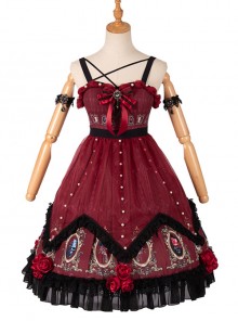 The Split Love Series Rose Gothic Lolita Red Sling Dress