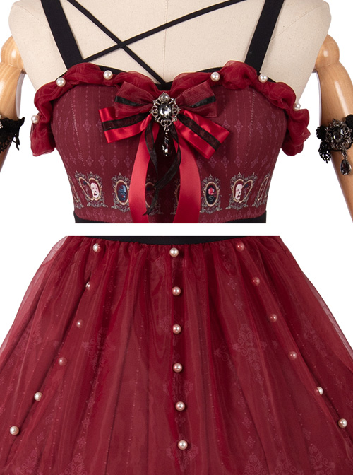 The Split Love Series Rose Gothic Lolita Red Sling Dress