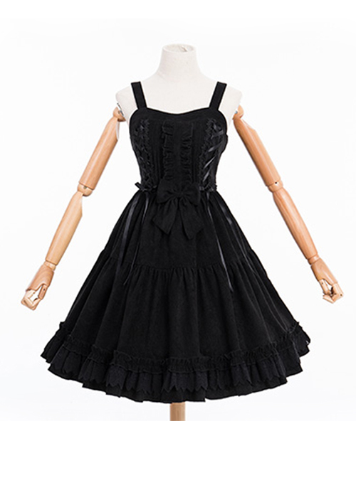 Danube Lovers Series Ruffle Classic Lolita Corduroy Autumn Winter Sling Dress