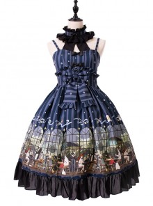 Magic Tea Party- Garden Restaurant Series JSK Bowknot Sweet Lolita Sling Dress