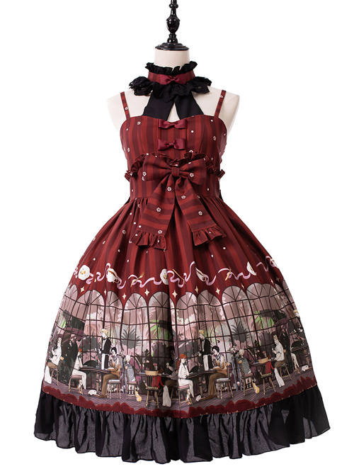 Magic Tea Party- Garden Restaurant Series JSK Bowknot Sweet Lolita Sling Dress