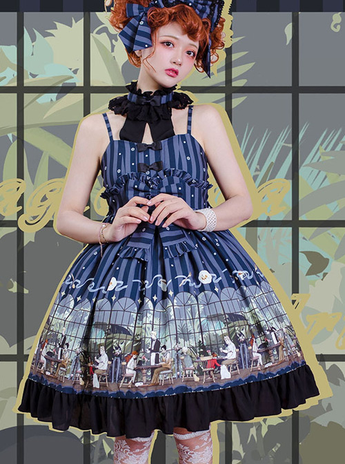 Magic Tea Party- Garden Restaurant Series JSK Bowknot Sweet Lolita Sling Dress