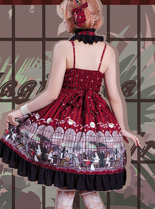 Magic Tea Party- Garden Restaurant Series JSK Bowknot Sweet Lolita Sling Dress