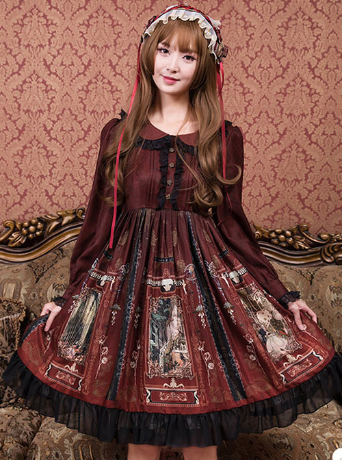 Ancient Castle Elf Series Doll Collar Elegant Retro Classic Lolita Long Sleeve Dress