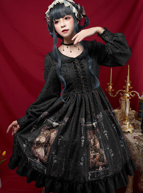 Ancient Castle Elf Series Doll Collar Elegant Retro Classic Lolita Long Sleeve Dress