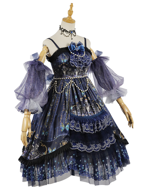 Death Butterfly Music Chapter Series JSK Gorgeous Gothic Lolita Sling Dress Set