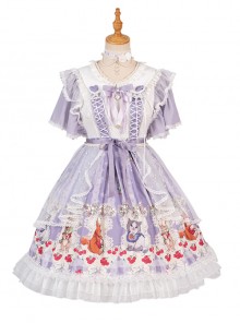 Miss Animal's Flowers Party Series OP Sweet Lolita Short Sleeve Dress