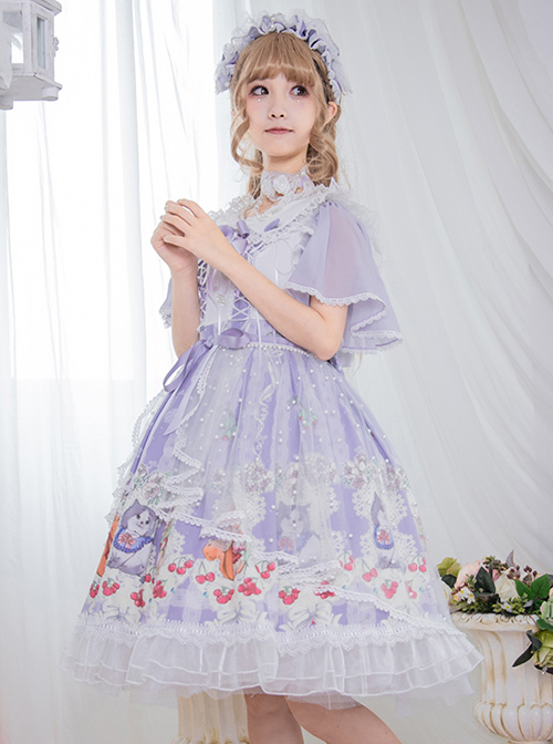 Miss Animal's Flowers Party Series OP Sweet Lolita Short Sleeve Dress