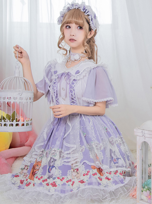 Miss Animal's Flowers Party Series OP Sweet Lolita Short Sleeve Dress