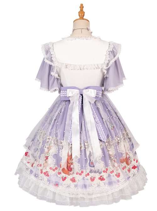 Miss Animal's Flowers Party Series OP Sweet Lolita Short Sleeve Dress