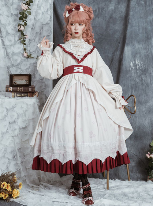 North Mirror Flower Series OP Classic Lolita Nordic Court Style Autumn Winter Long Sleeve Dress