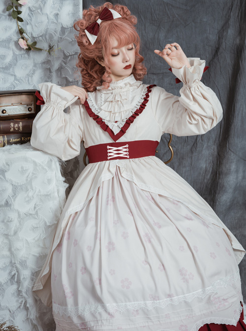 North Mirror Flower Series OP Classic Lolita Nordic Court Style Autumn Winter Long Sleeve Dress