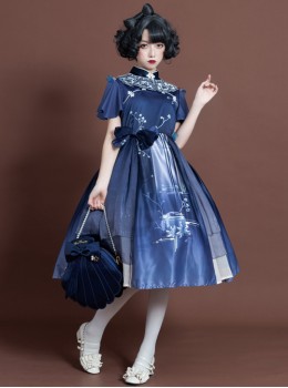 The Moon In The Mirror Series Chinese Style Elegance Classic Lolita Short Sleeve Dress