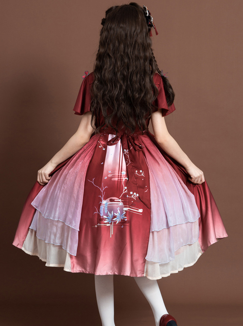 The Moon In The Mirror Series Chinese Style Elegance Classic Lolita Short Sleeve Dress