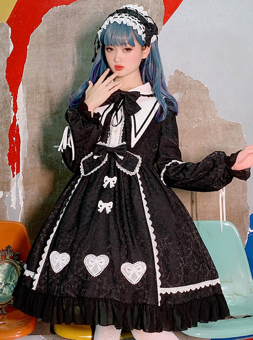 Alice Story Series Bowknot Doll Collar Sweet Lolita Long Sleeve Dress