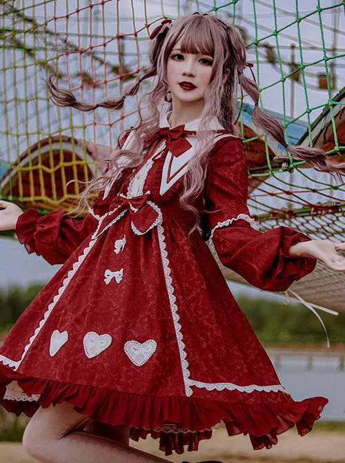 Alice Story Series Bowknot Doll Collar Sweet Lolita Long Sleeve Dress