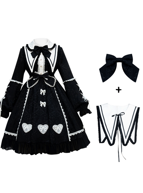 Alice Story Series Bowknot Doll Collar Sweet Lolita Long Sleeve Dress