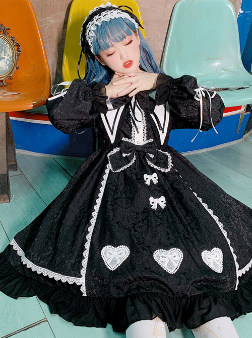 Alice Story Series Bowknot Doll Collar Sweet Lolita Long Sleeve Dress