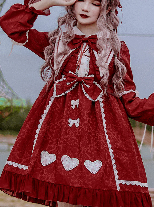 Alice Story Series Bowknot Doll Collar Sweet Lolita Long Sleeve Dress