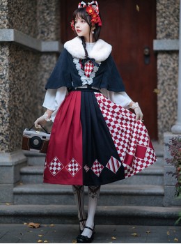 Sparrow Tea Series Japanese Style Classic Lolita Sling Dress And Shirt And Cloak Set