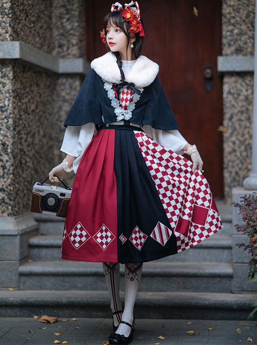 Sparrow Tea Series Japanese Style Classic Lolita Sling Dress And Shirt And Cloak Set