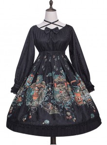 Strawberry Witch *The Fairytale Drama Of Chibor* Series Bowknot Sweet Lolita Long Sleeve Dress