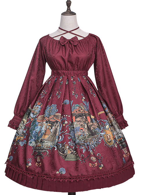 Strawberry Witch *The Fairytale Drama Of Chibor* Series Bowknot Sweet Lolita Long Sleeve Dress