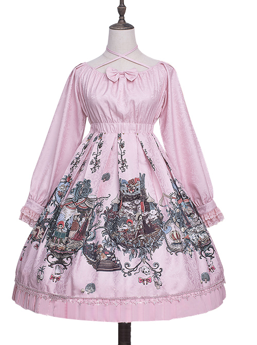 Strawberry Witch *The Fairytale Drama Of Chibor* Series Bowknot Sweet Lolita Long Sleeve Dress