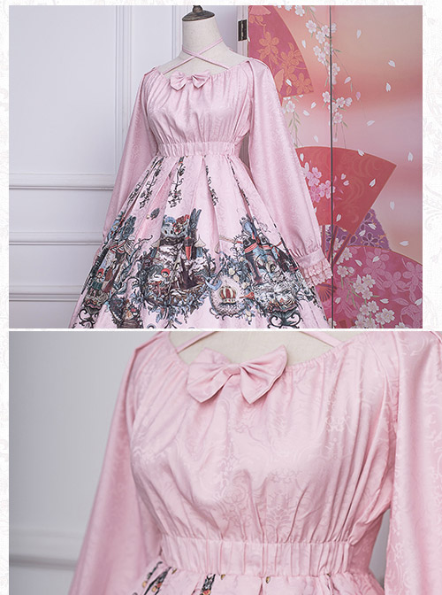 Strawberry Witch *The Fairytale Drama Of Chibor* Series Bowknot Sweet Lolita Long Sleeve Dress