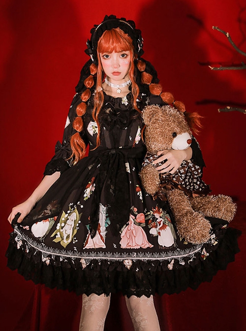Magic Tea Party *Little Ada's Flowers* Series Retro Sweet Lolita Half Sleeve Dress